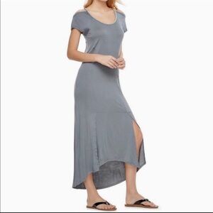 Juicy Couture Short Sleeve Shimmer Collar Grey Long Maxi Dress